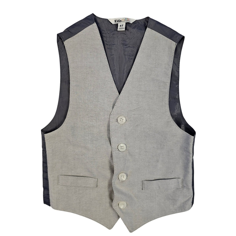 Kids Headquarters Boys GrayFormal DressVest Size 4T Button Front Textured V-Neck